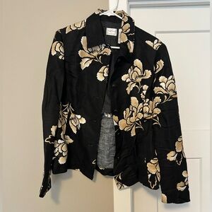 Vintage Emma James Black and Gold Floral Blazer